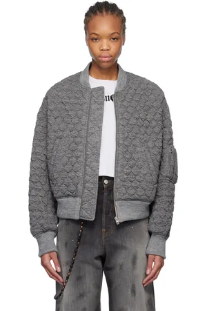 We11 Done Gray Quilted Bomber Jacket