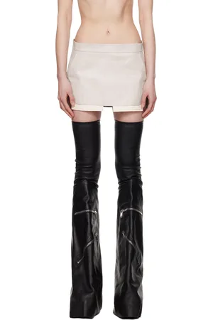 Rick Owens Off-White Hollywood Fog Cutoff Denim Miniskirt