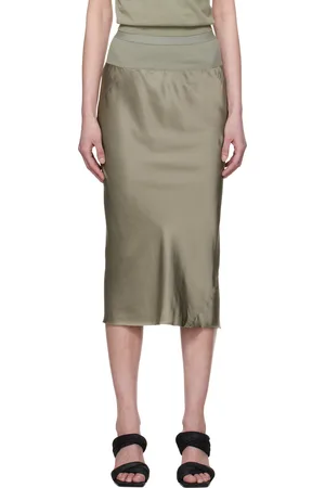 Rick Owens Green Hollywood Knee Bias Midi Skirt
