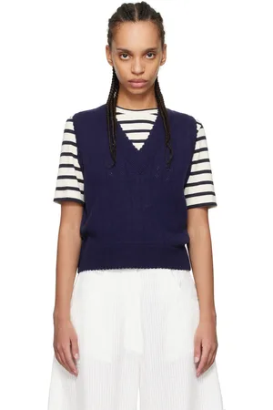 CORDERA Blue Merino Pointelle Vest