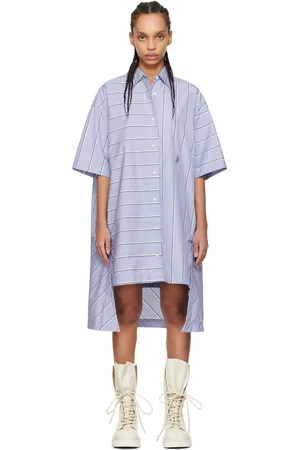 J.W.Anderson Blue Stepped Hem Shirt Minidress