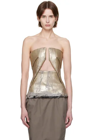 Rick Owens Gold Hollywood Woven Prong Denim Top