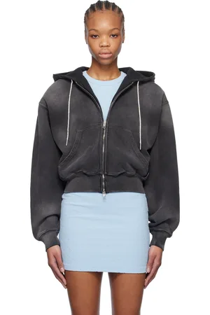 Alexander Wang Gray Cropped Zip-Up Hoodie