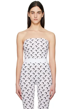 Marine Serre White Moon Printed Jersey Second Skin Tube Top