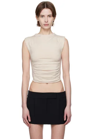 Alexander Wang Beige Ruched Tank Top