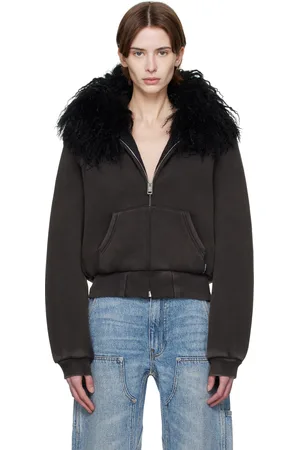 Alexander Wang Gray Faded Shearling Hoodie