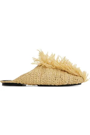 Jil Sander Beige Raffia Slippers