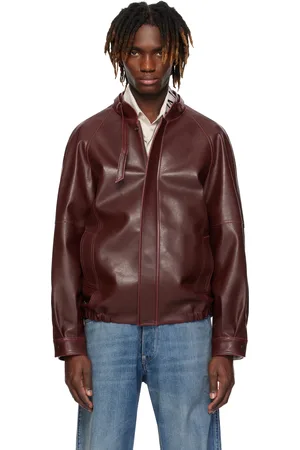 Maison Margiela Burgundy Sports Faux-Leather Jacket