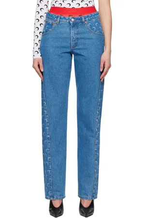Marine Serre Blue Moon Laser Curved Jeans