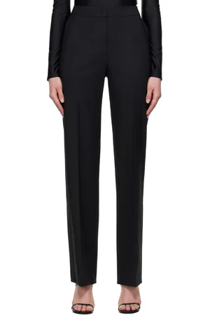 Marine Serre Black Virgin Wool Twill Wide Leg Trousers
