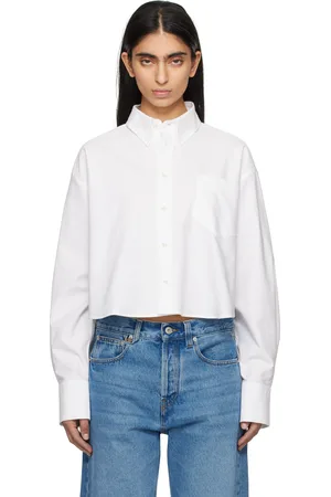 Ami White Cotton Cropped Oversized Shirt