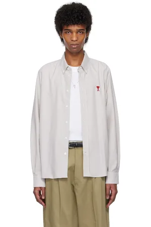 Ami Taupe & Off-White Cotton Button-Down Ami de Coeur Shirt