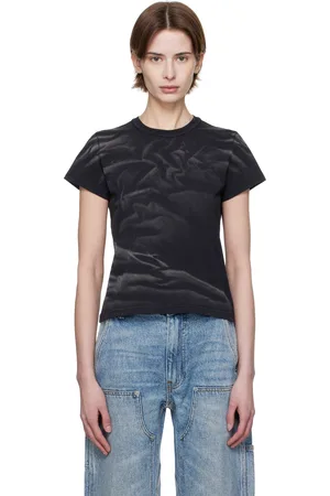 Alexander Wang Black Distressed Logo Shrunken T-shirt