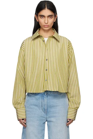 Ami Khaki Cotton Cropped Oversized Shirt