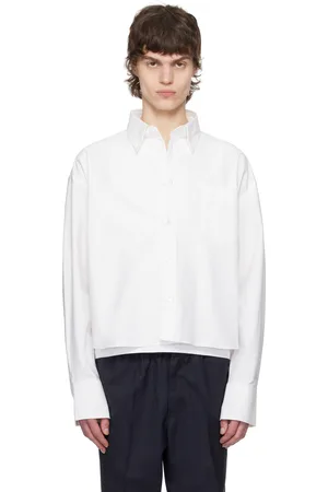 Ami White Cotton Cropped Oversized Shirt