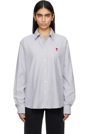 Ami Gray & White Cotton Button-Down Ami de Coeur Shirt
