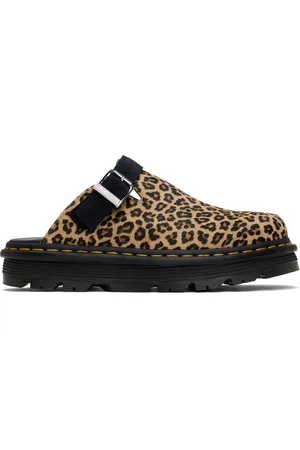 Dr. Martens Brown & Black ZebZag Slingback Platform Loafers