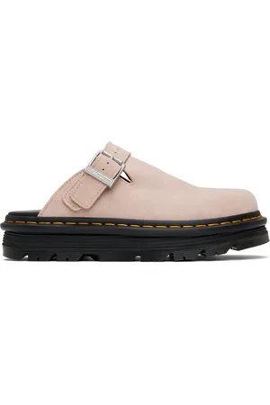 Dr. Martens Pink ZebZag Suede Slingback Platform Loafers