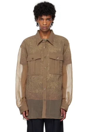 DRIES VAN NOTEN Brown Crinkled Shirt