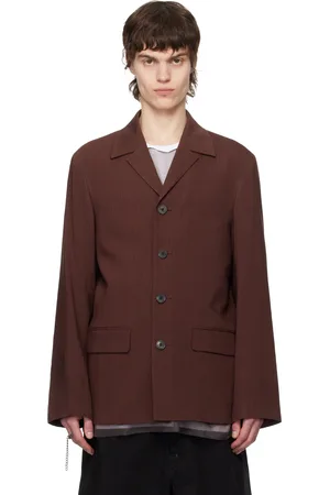 DRIES VAN NOTEN Burgundy Notched Lapel Blazer