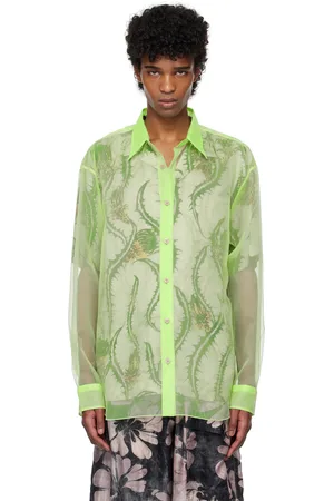 DRIES VAN NOTEN Green Organza Shirt