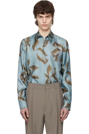 DRIES VAN NOTEN Blue Silk Shirt