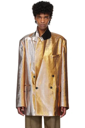 DRIES VAN NOTEN Gold & Silver Peaked Lapel Blazer