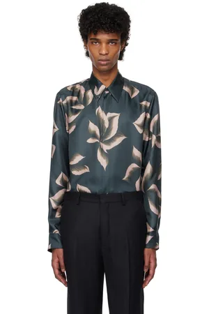 DRIES VAN NOTEN Navy Silk Shirt