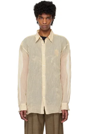 DRIES VAN NOTEN Beige Metallic Thread Shirt
