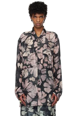 DRIES VAN NOTEN Gray & Pink Silk Shirt