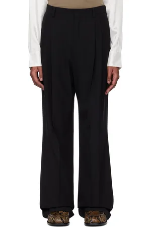 DRIES VAN NOTEN Black Wool Straight Trousers