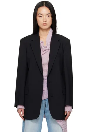 DRIES VAN NOTEN Black Wool & Mohair Blazer