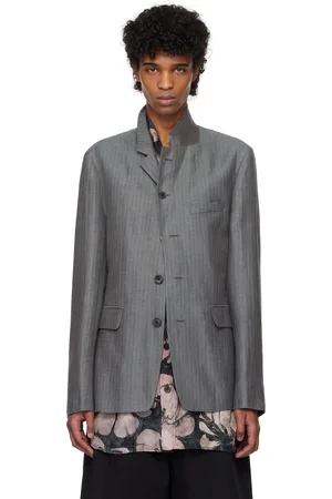 DRIES VAN NOTEN Gray Notched Lapel Blazer