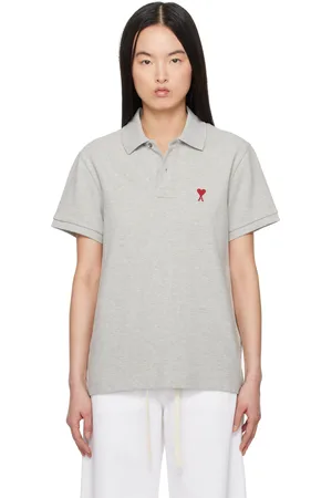 Ami Gray Cotton Ami de Coeur Polo