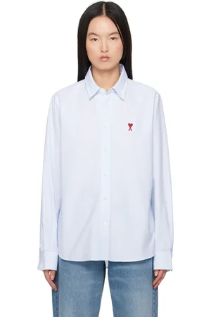 Ami Blue & White Cotton Button-Down Ami de Coeur Shirt