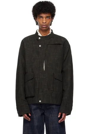 NULLUS Gray & Brown Deconstructed Multi Collar Jacket