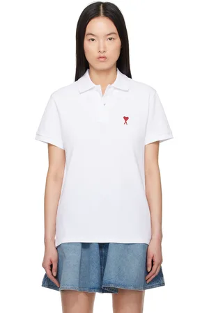 Ami White Cotton Ami de Coeur Polo