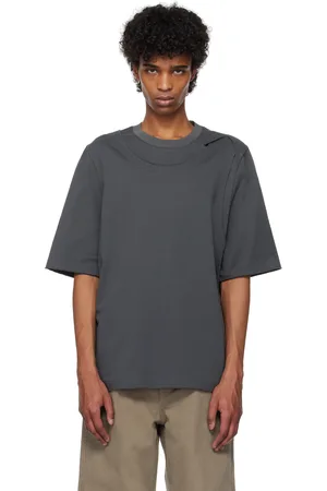 NULLUS Gray Impaled & Deconstructed Collar T-shirt