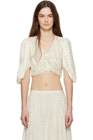 Chloé White Fluid Cropped Blouse