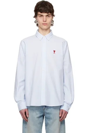 Ami White & Blue Cotton Button-Down Ami de Coeur Shirt