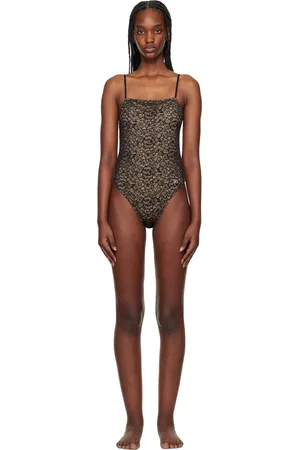 Dolce & Gabbana Beige & Black Lace Swimsuit