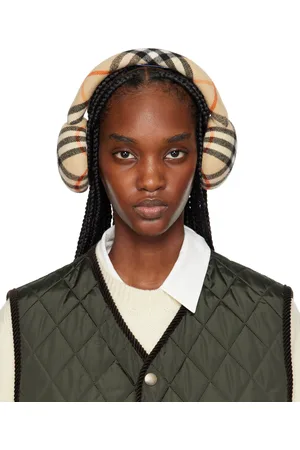 Burberry Beige Check Wool Earmuffs