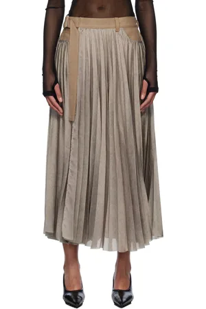 SACAI Khaki Denim Mix Maxi Skirt