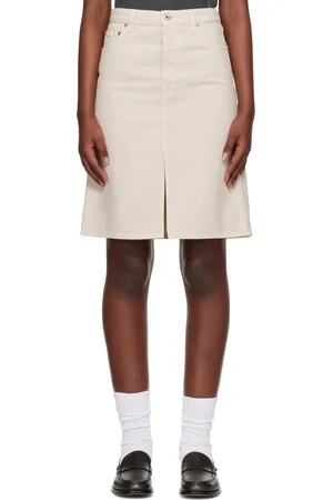 Burberry Beige Vented Denim Midi Skirt