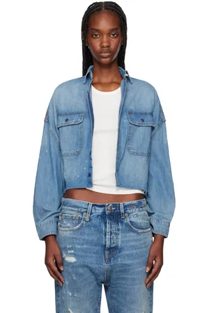 R13 Blue Cropped Denim Shirt
