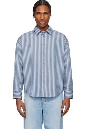 Ami Blue Cotton Boxy Fit Shirt