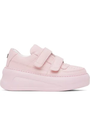 Acne Studios Pink Velcro Strap Platform Sneakers