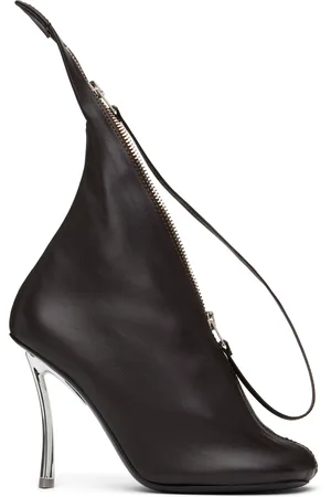 Acne Studios Brown Leather Zip Heels