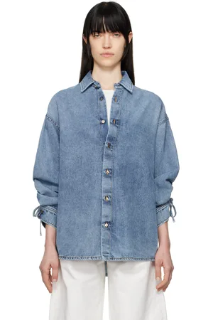 DARKPARK Blue Keanu Tencel Denim Rouche Shirt