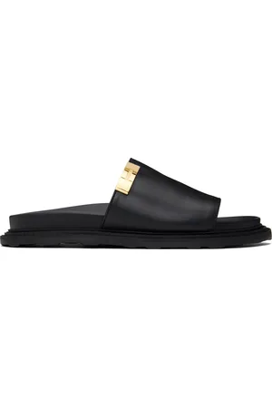 Moschino Calfskin Logo Plaque Sandals